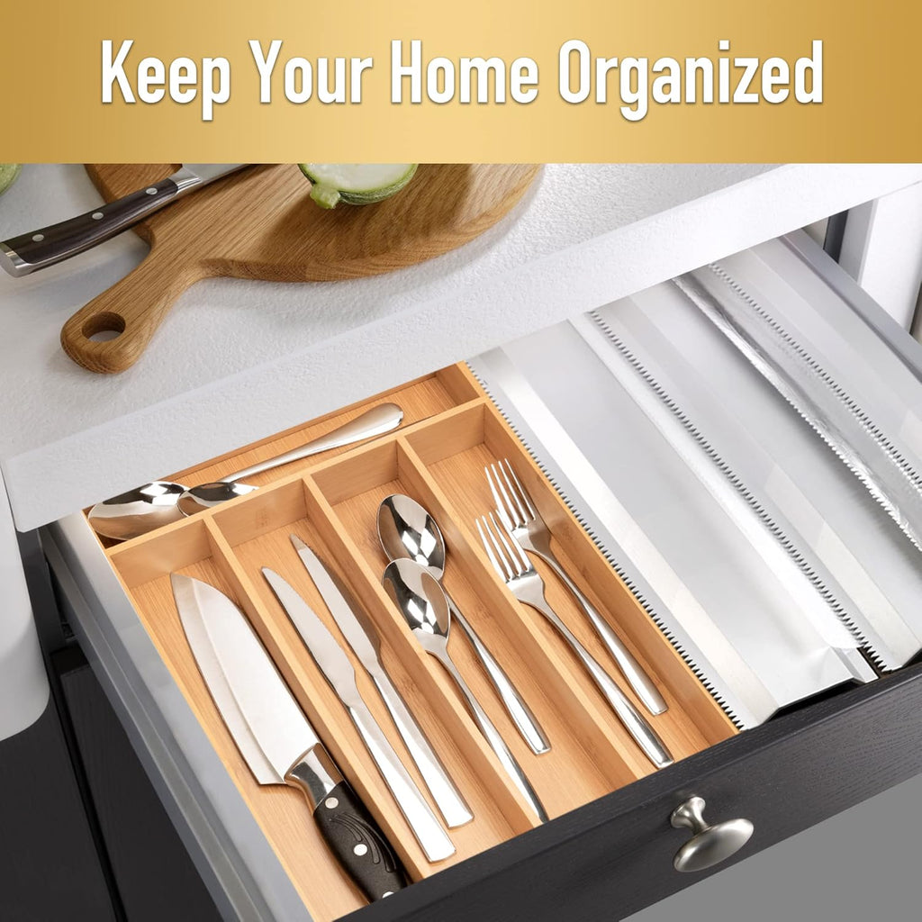Silverware Organizer Bamboo Kitchen Drawer Organizer Utensil Organizer Silverware Holder Cutlery