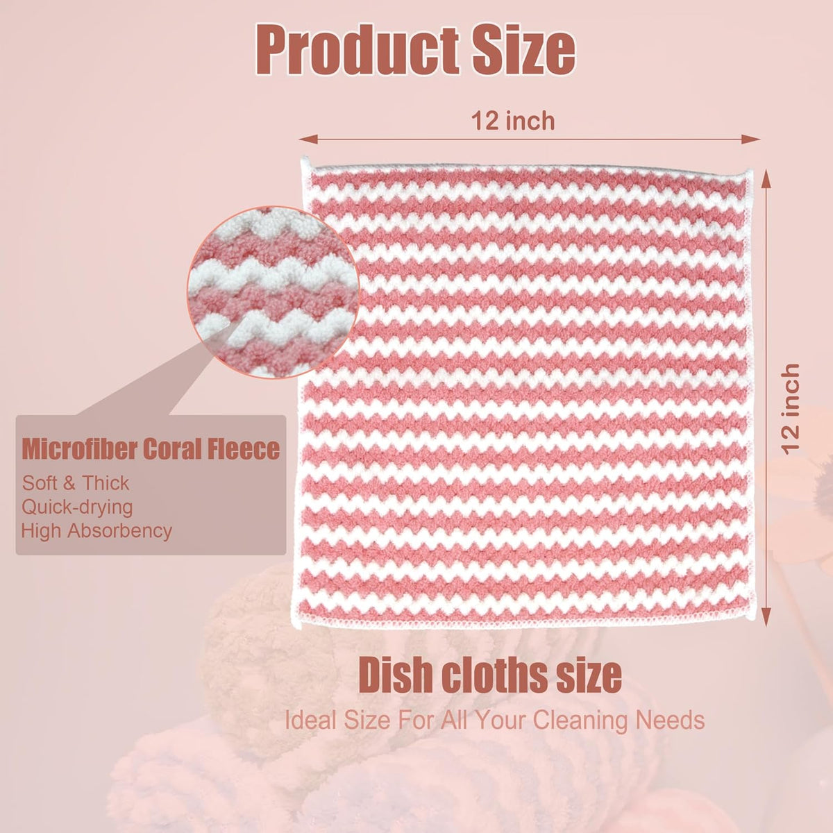 Microfiber Cleaning Cloth,12 Pack 12"x12" Dish Towels for Kitchen,Fast Drying Dish Rags for Washing