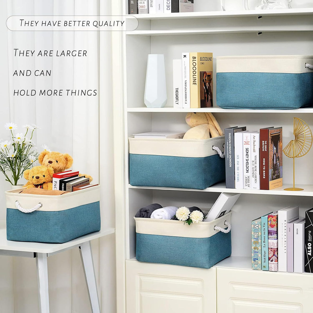 TcaFmac Storage Basket for Organizing - Large 4 Pack Fabric Storage Bins Baskets for Shelves with