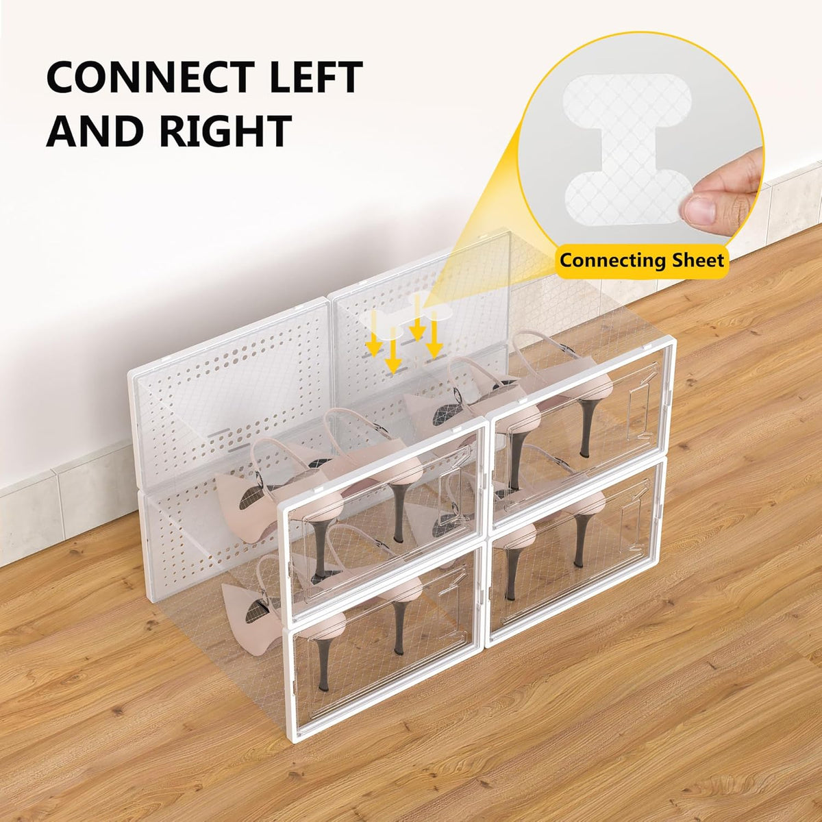 Secret Space 12 Pack X Large Shoe Organizer Storage Boxes for Closet, Modular Space Saving Shoe