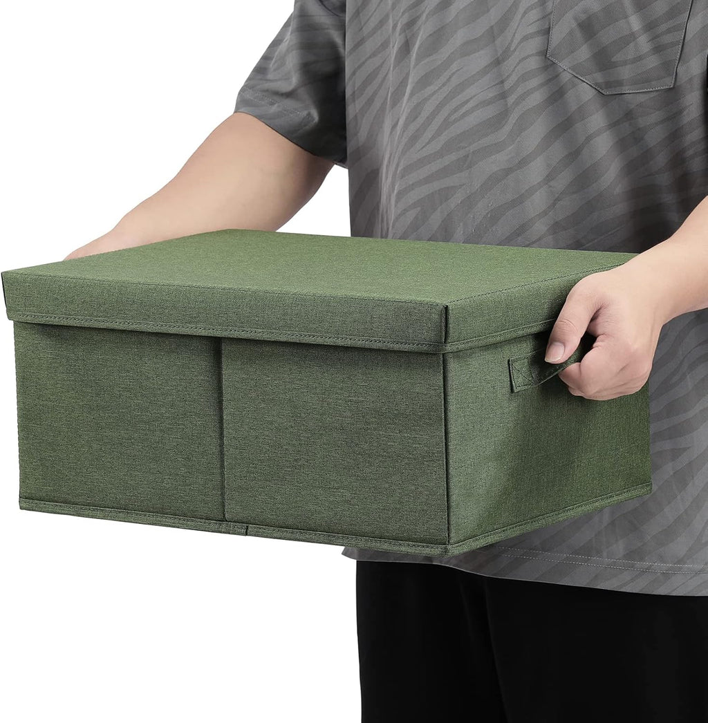 HOONEX Storage Bins with Lids for Organizing, Pack of 2, Storage Boxes with 2 Carrying Handles and