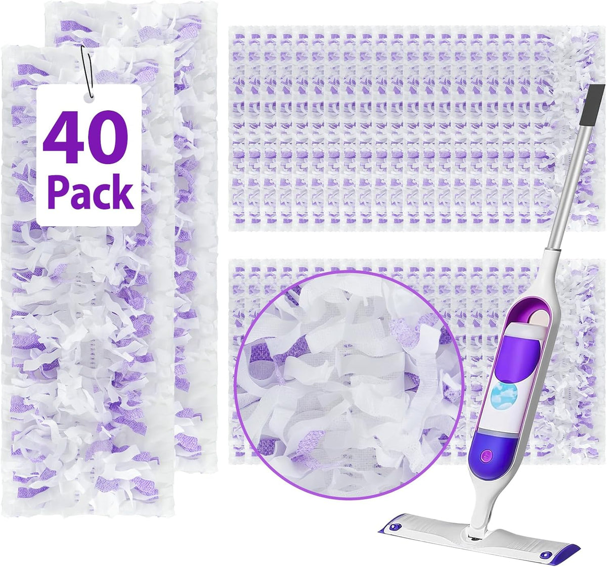 40 Count ‌Disposable Heavy-Duty Power Mop Pads Refills for Swiffer Power Mop,Replacement Floor