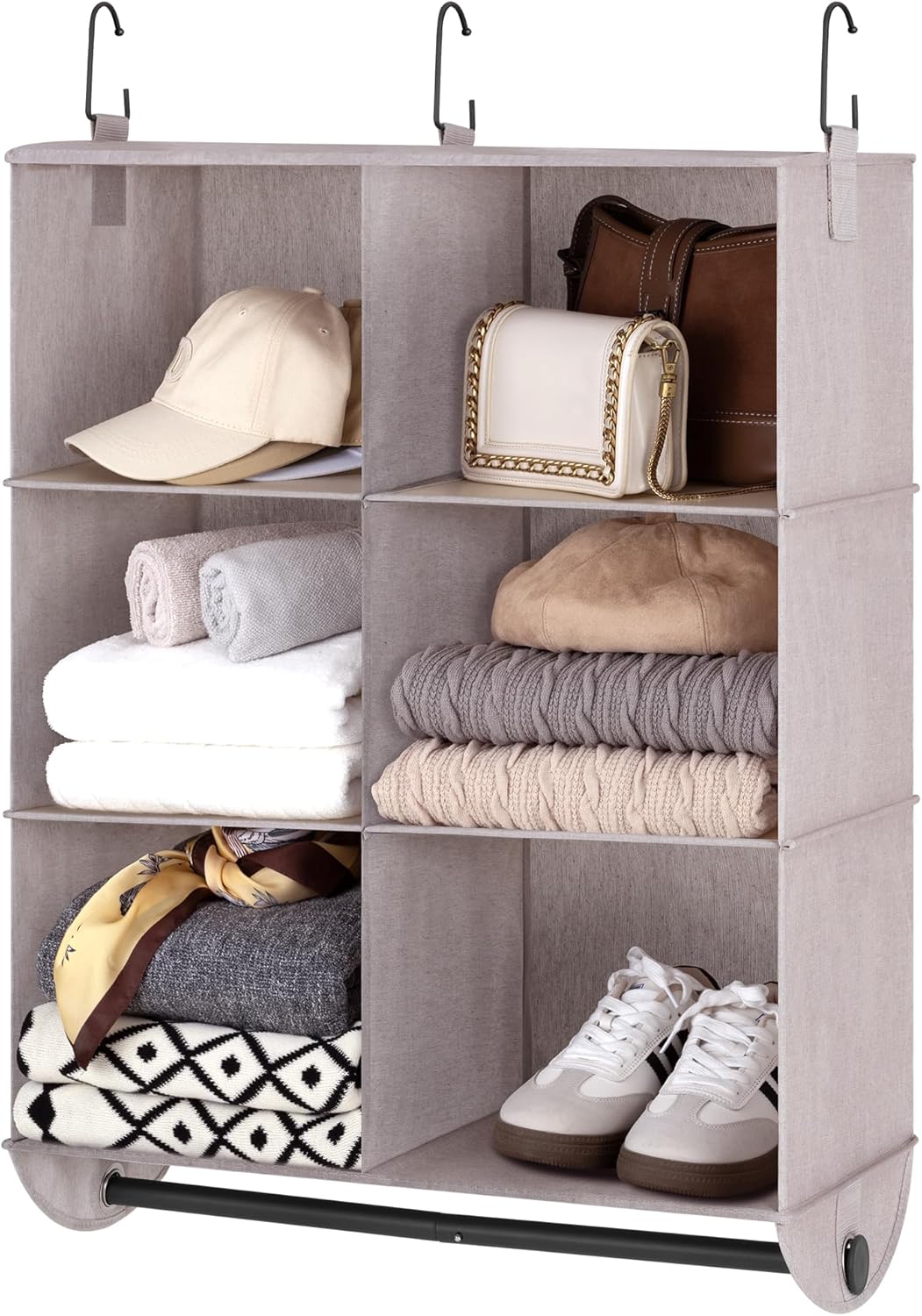 StorageWorks Hanging Closet Organizer with Metal Rod, 6-Section Closet Organizers and Storage