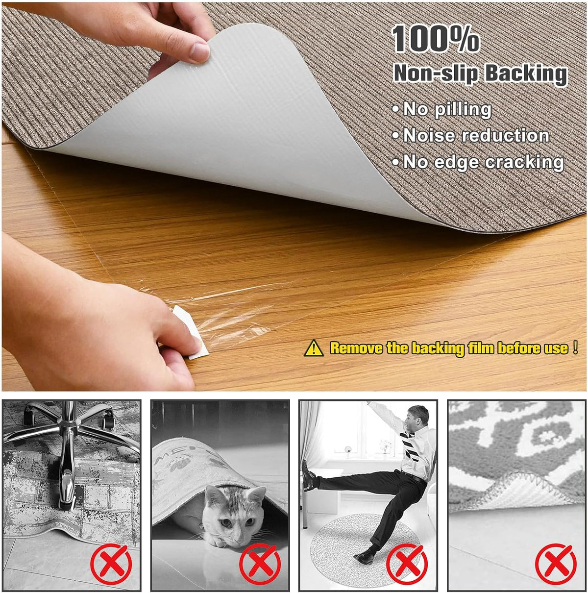 Placoot Desk Chair Mat for Hardwood Floor Corduroy Surface 1/6" Thick 55"x35" Office Chair Mat for