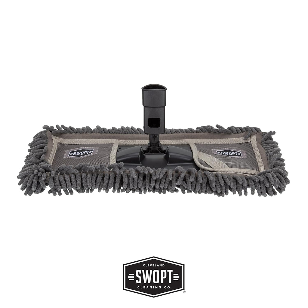 SWOPT 18” Microfiber Dust Mop + 60" Steel Handle, Combo — Dust Mop Head with Long Handle