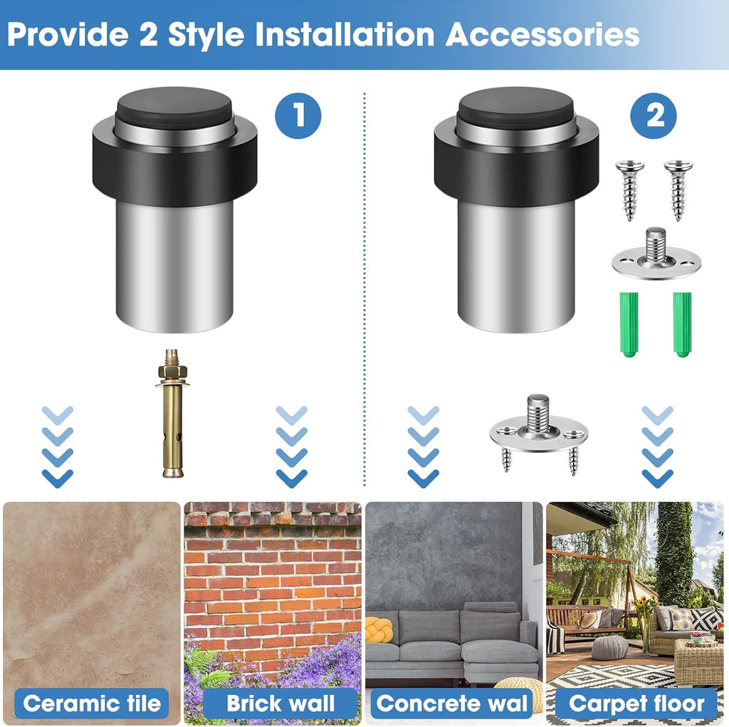 Chumia 30 Pcs Door Stopper Mounted Floor Stops Stainless Steel Cylindrical Stopper Modern