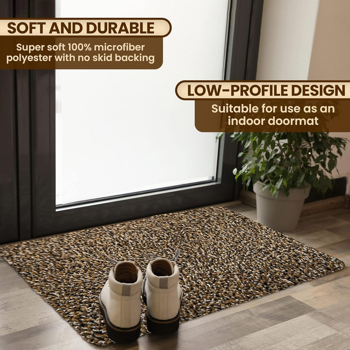 Premium Microfiber Indoor Door Mat – 24"x36" Washable Entry Mat, Non-Slip, Waterproof Backing