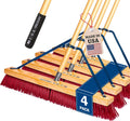 4 Pack Bundle- 24" Soft Sweep Indoor Push Broom with 60" Handle. Ideal for Epoxy & Polished Floors.