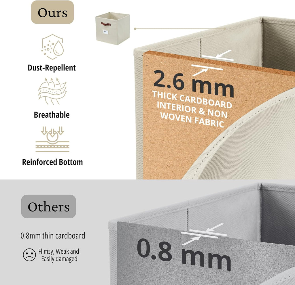 DECOMOMO Storage Cubes, 13x13x13 Storage Cube Bins with Labels, Fabric Organizer Bins (13" / 6pcs