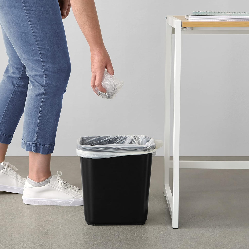 Amazon Basics Small Trash Can, Rectangular Commercial Office Wastebasket, 3 Gallon (Pack Of 2)