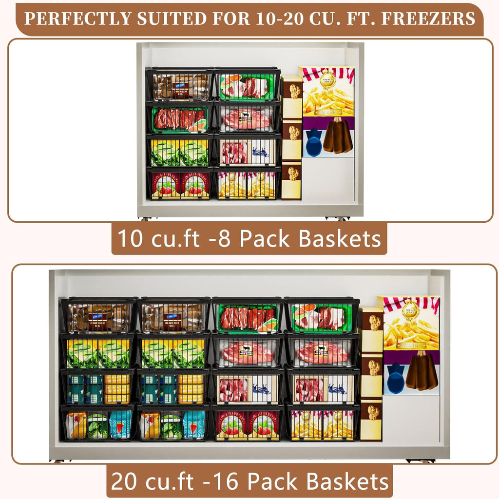 Large Freezer Organizer Bins，Upgraded Bottom Leak-Proof net，Fit 10 to 20 Cu Ft Chest Freezer，2