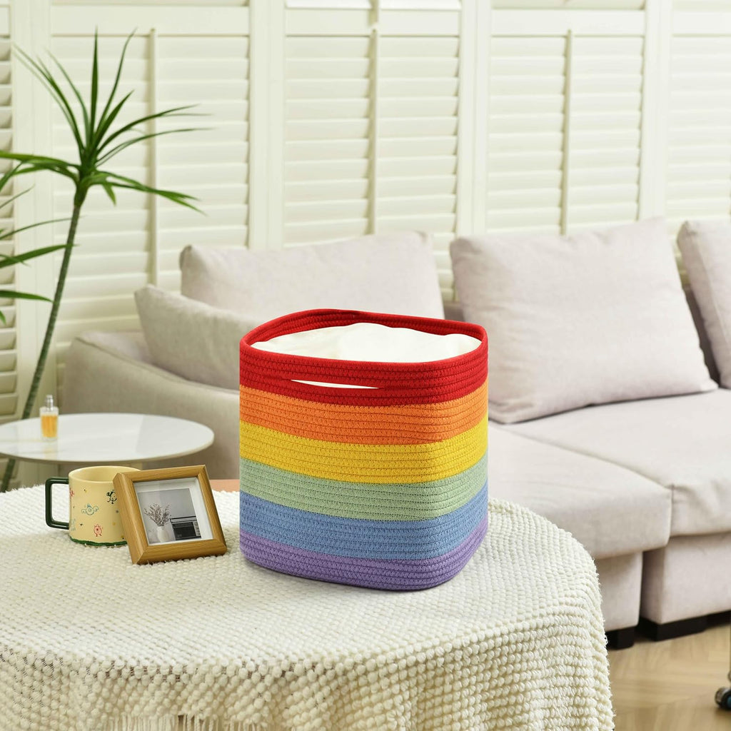 3 Pack Storage Cubes 11 Inch Cotton Rope Woven Baskets for Organizing Cube Bin Square Shelves