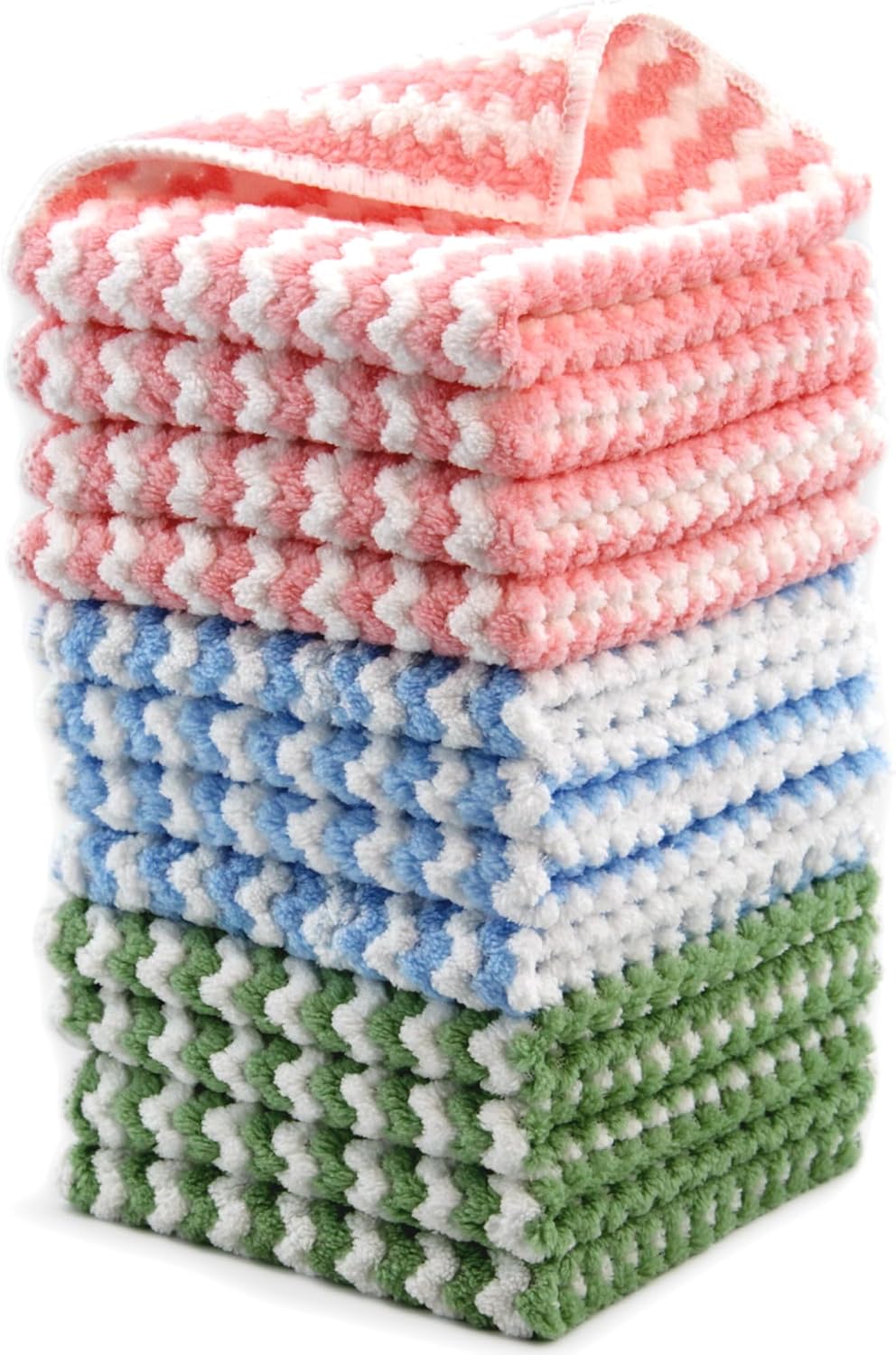 Microfiber Cleaning Cloth,12 Pack 12"x12" Dish Towels for Kitchen,Fast Drying Dish Rags for Washing