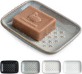 Gomakren Soap Dish, Shower Soap Holder, Ceramic Soap Dishes for Bar Soap Sponge Shampoo, Soap Saver