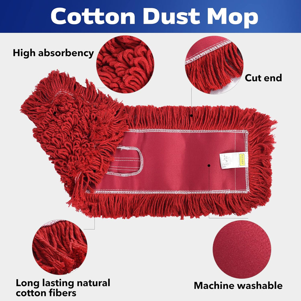 Matthew Cleaning 24'' Industrial Strength Cotton Dust Mop Refill Washable Replacement Heads for