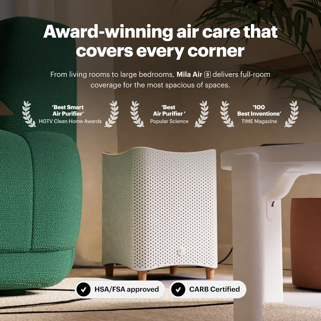 Mila Air 3 Smart Home Air Purifier with Critter Cuddler H13 HEPA & Carbon Replacement Filter
