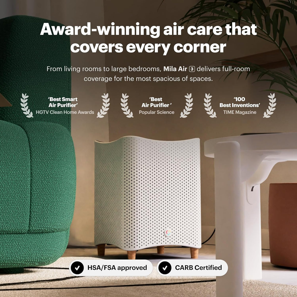 Mila Air 3 Smart Home Air Purifier with Critter Cuddler H13 HEPA & Carbon Replacement Filter