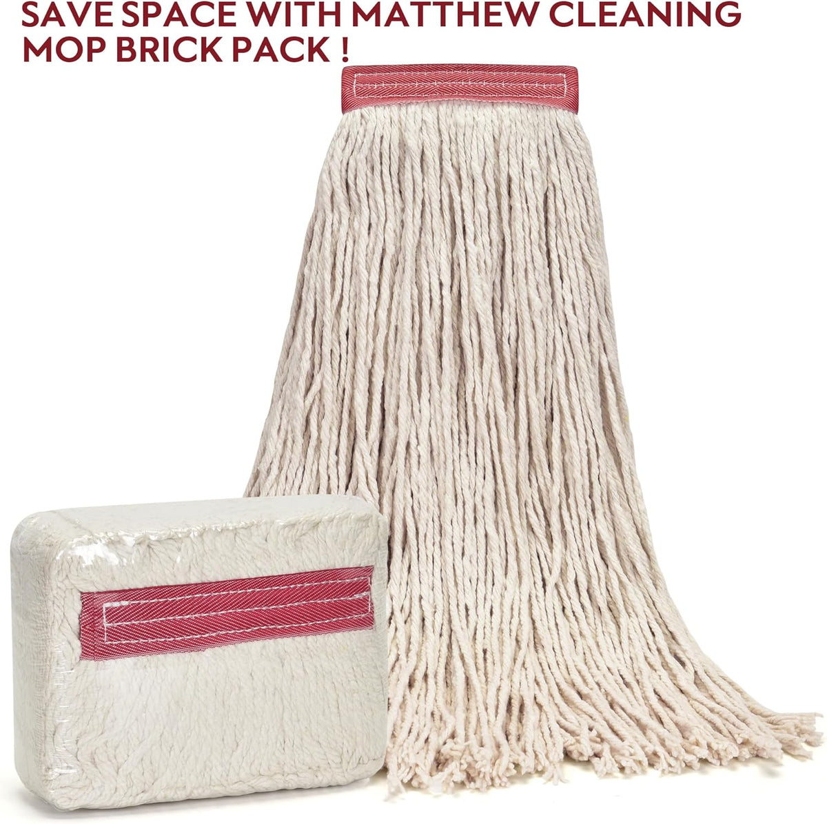 Matthew Cleaning 16oz 6Pack Cotton Floor Mop,Cotton Looped-Open String Heavy Duty String Refills