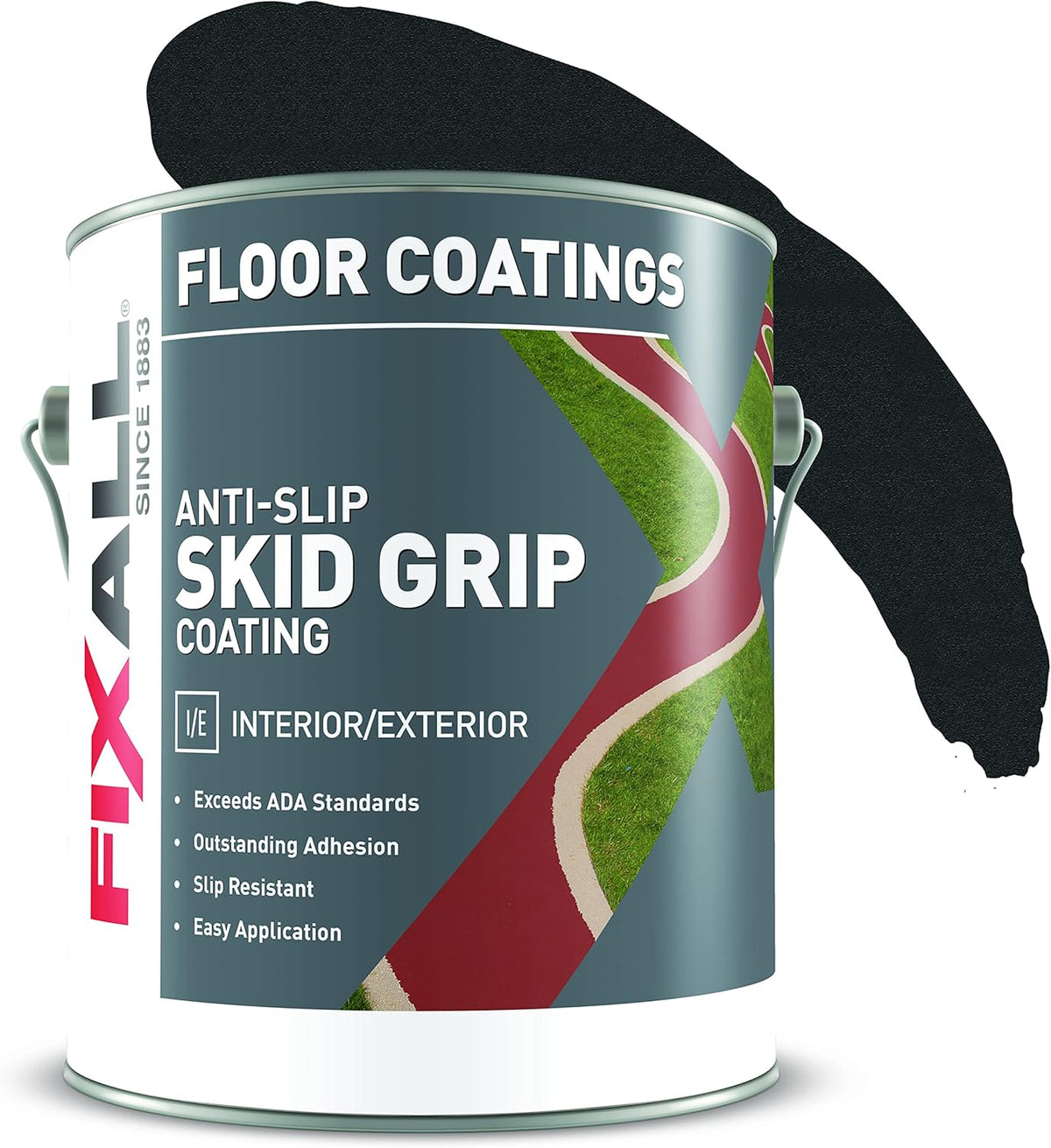 FIXALL Skid Grip Anti-Slip Coating, 1 Gallon, Jet, Exceeds ADA Standards, Ideal for Safety Areas