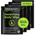 Alcala Deodorizing Body Wipes Individual Shower Wipes 100% Pure Biodegradable Bamboo Wet Wipes with