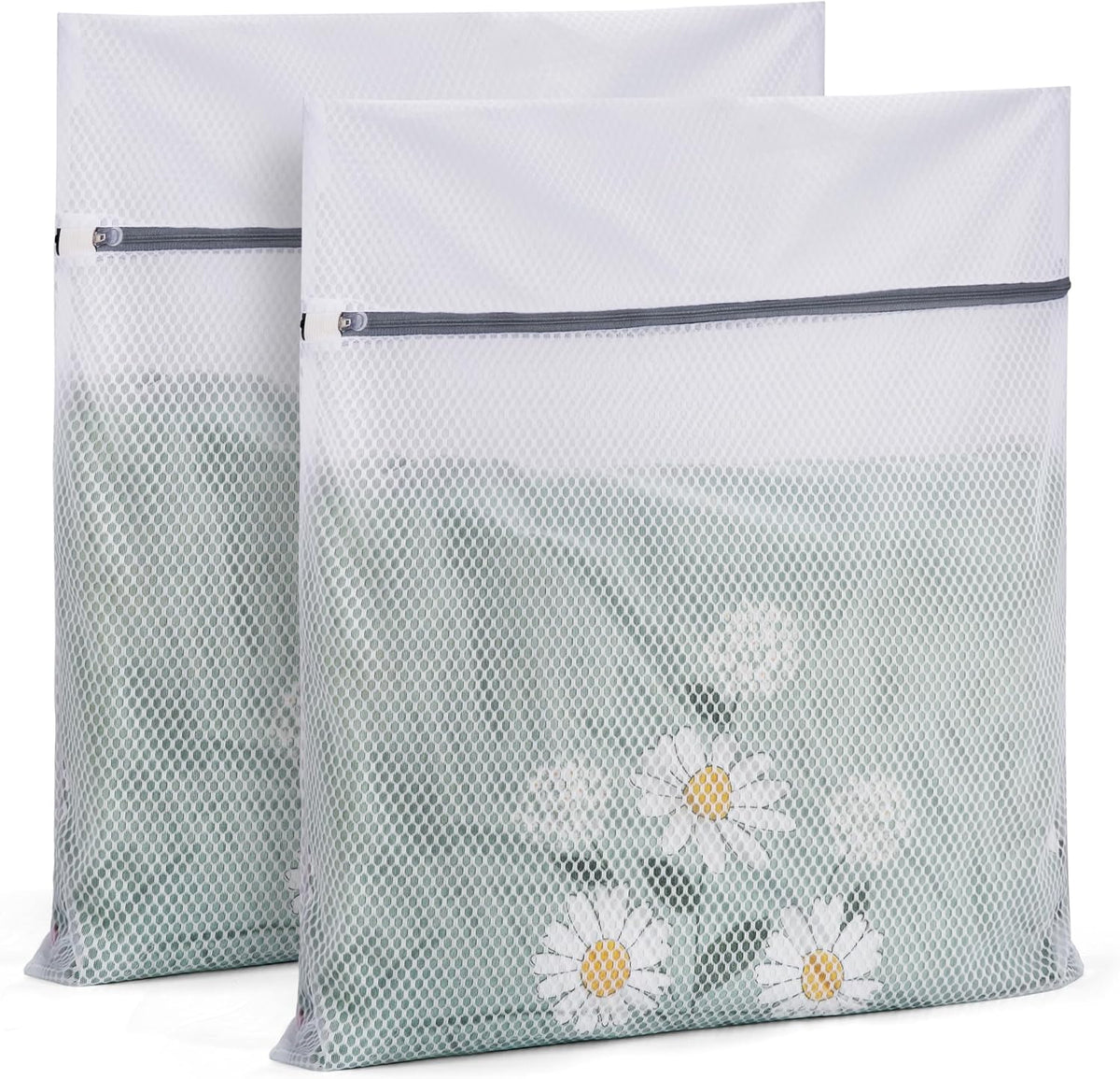 2 Pack XXL Durable Honeycomb Mesh Laundry Bags for Delicates with AUTO-Lock Zipper, Lingerie Bags