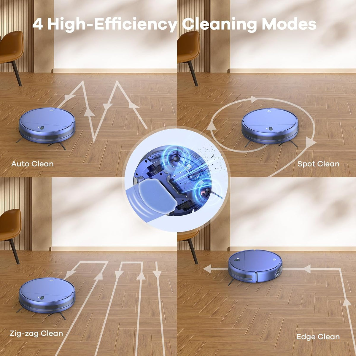 ZCWA Robot Vacuum and Mop Combo,2.4GHz WiFi Link Vacuum Robot,4 Cleaning Mode Robotic Vacuums