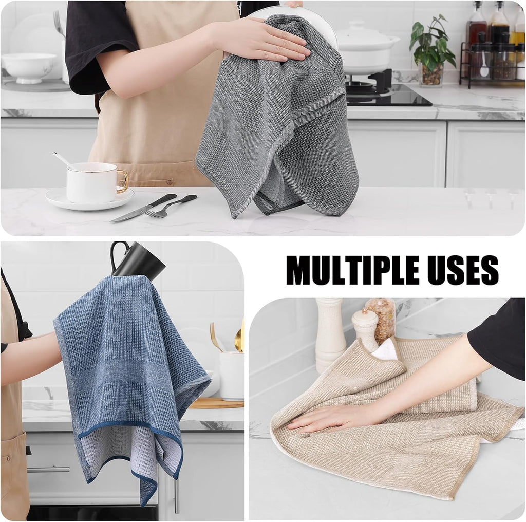 Homaxy Premium Kitchen Towels(18”x 28”, 12 Pack), Large Cotton Kitchen Hand Towels, Flat and Terry