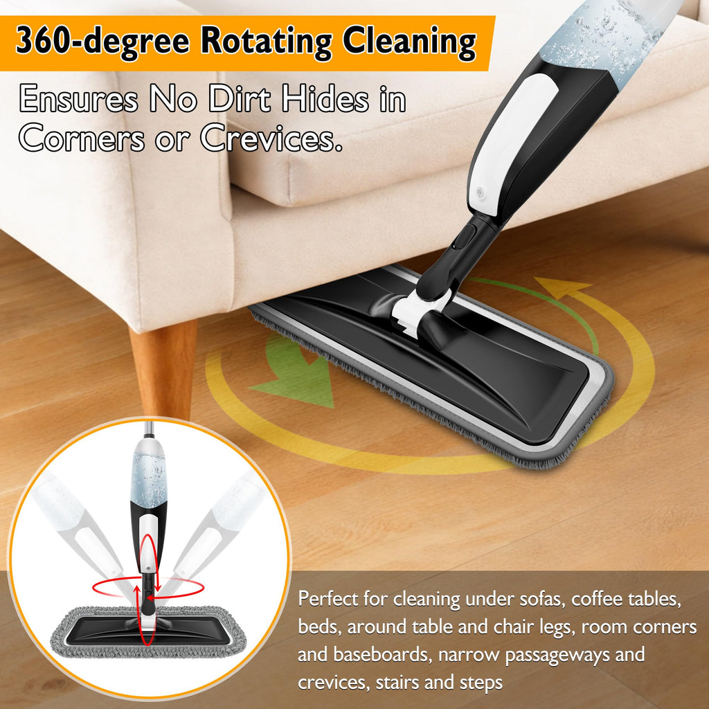 Spray Mop for Floor Cleaning: Microfiber Wet Dry Mops with 3 Washable Pads
