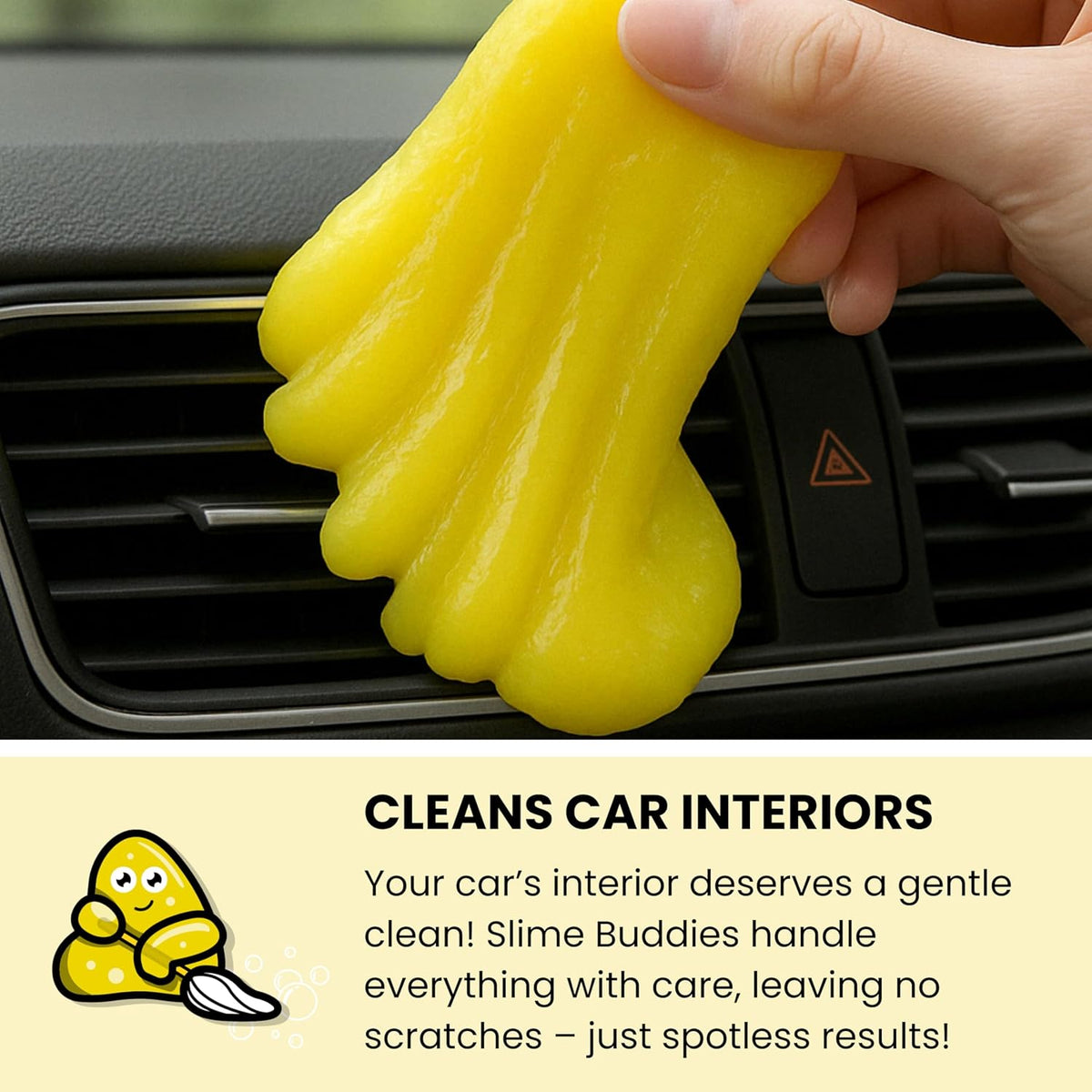 Slime Buddies Car Cleaning Gel Putty - 12 Pack Lemon Scented Interior Detailing Tool for Cup