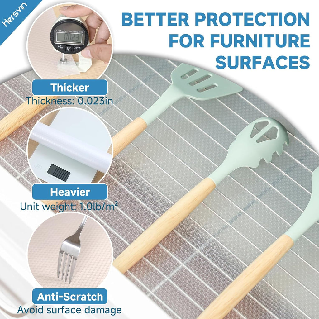 Shelf Liners 12 in x 20 ft EVA Drawer Mats, Non-Adhesive Cupboard Protector, Kitchen Cabinet Lining