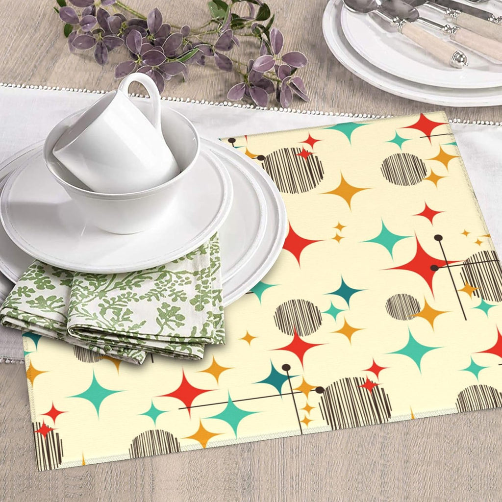 Mid Century Modern Atomic Retro Dish Drying Mat for Kitchen Counter Washable Absorbent Drying Mat