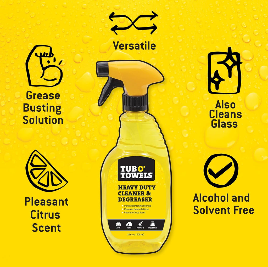 Tub O' Towels Heavy Duty Cleaner and Degreaser Spray Helps in Removing Oil Tar Paint Dirt Caulk
