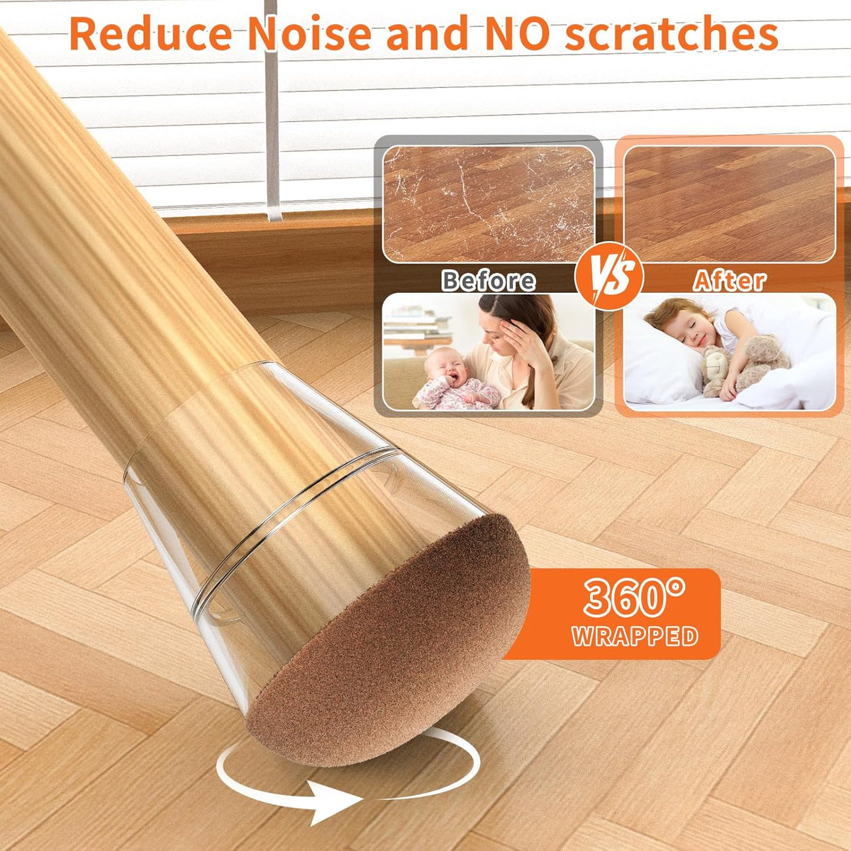 Chair Leg Floor Protectors Medium 24Pcs,Silicone Chair Leg Protectors for Hardwood