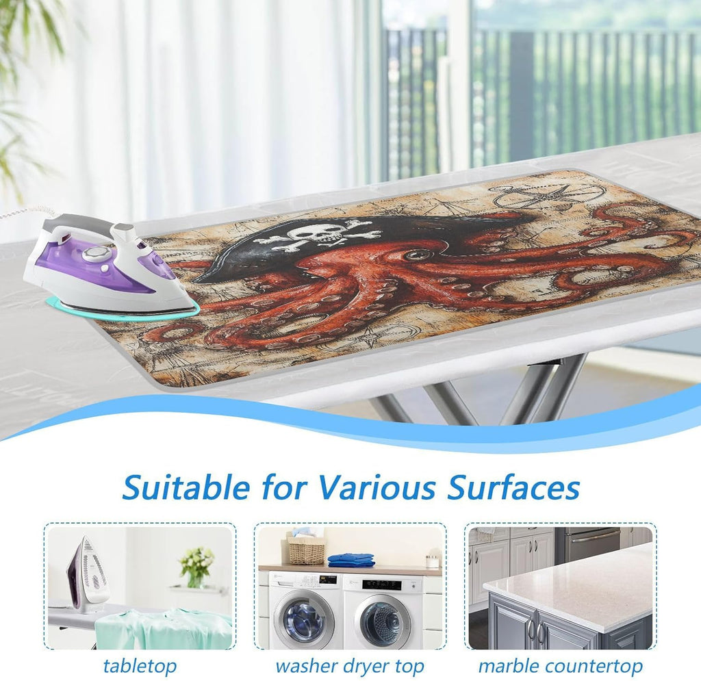 Octopus Pirate and Compass Ironing Mat for Table top Portable Ironing Pad Blanket for Washer Dryer