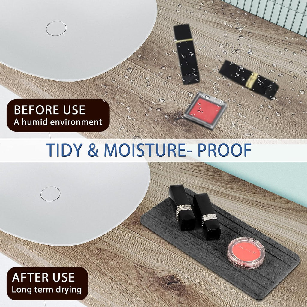 3PCS Water Absorbing Stone Tray, DryingNeat Diatomite Stone Sink Tray, Instant Dry Sink Coasters