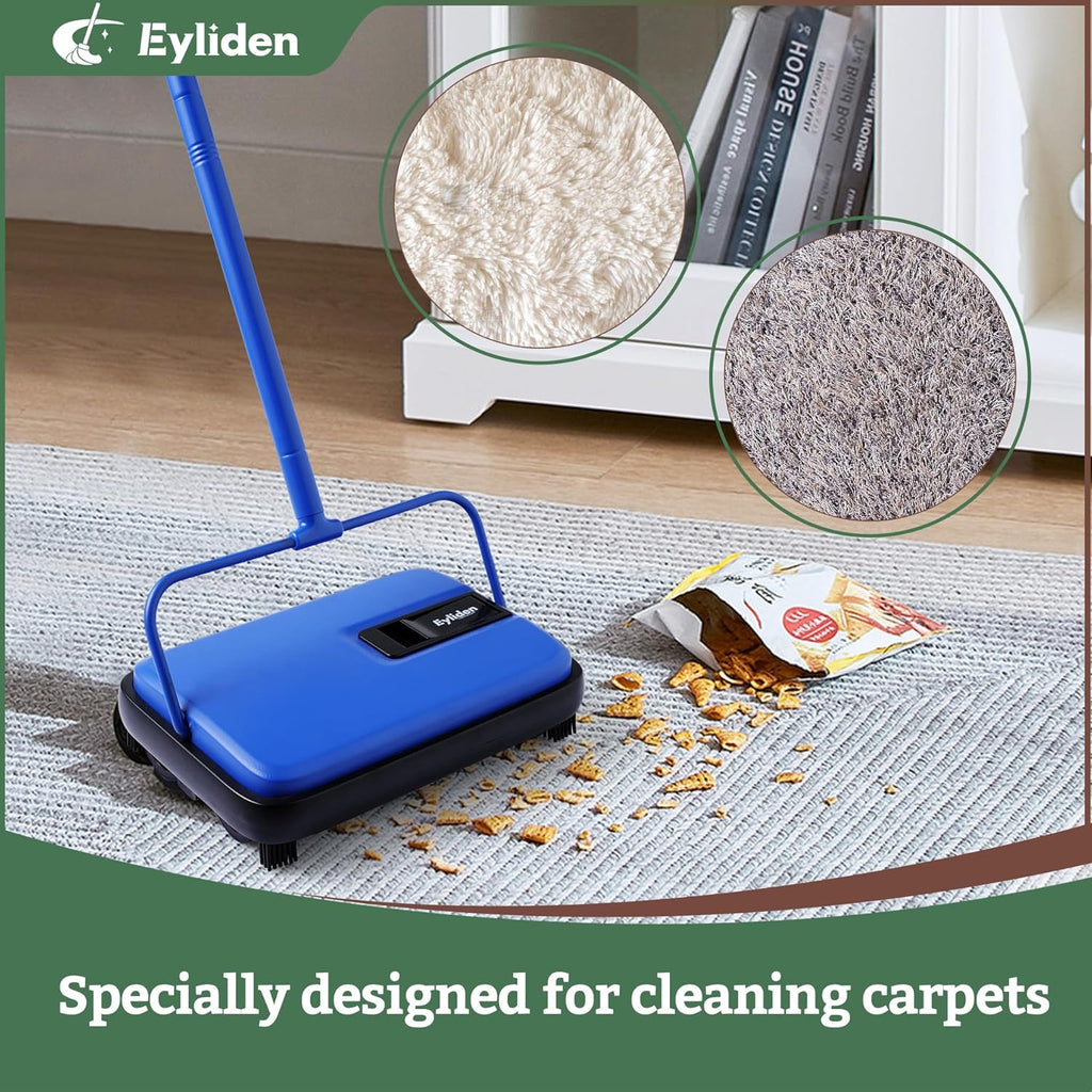 Eyliden Carpet Sweeper, Mini Size Lightweight Hand Push - No Noise, Non-Electric, Easy Manual