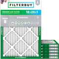 Filterbuy 18x25x1 Air Filter MERV 8 (MPR 700) Dust Defense Replacement (6-Pack), Electrostatic