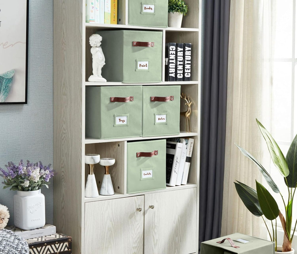 DECOMOMO Storage Cubes, 13x13x13 Storage Cube Bins with Labels, Fabric Organizer Bins (13" / 6pcs