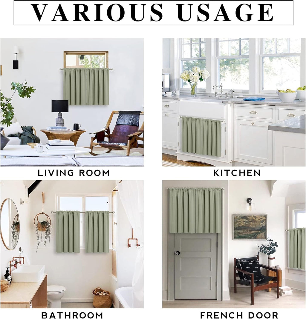 RYB HOME Blackout Curtains for Kitchen, Over Sink Privacy Curtains Window Decor, Thermal Insulating
