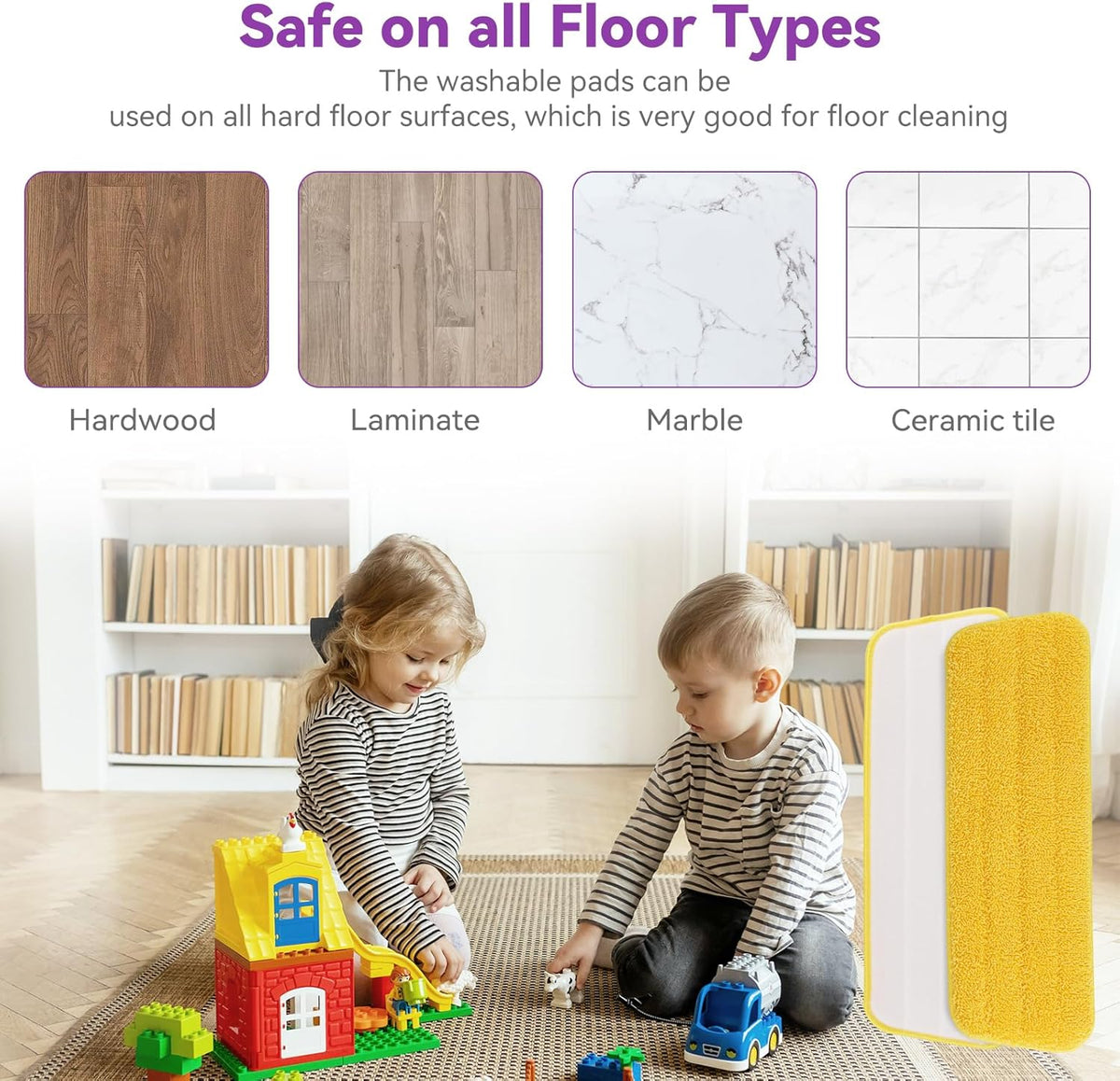 16.5 inch Microfiber Mop Pads for Rubbermaid Reveal Spray Mop and Any 16.5" Flat Mop - 10 Pack