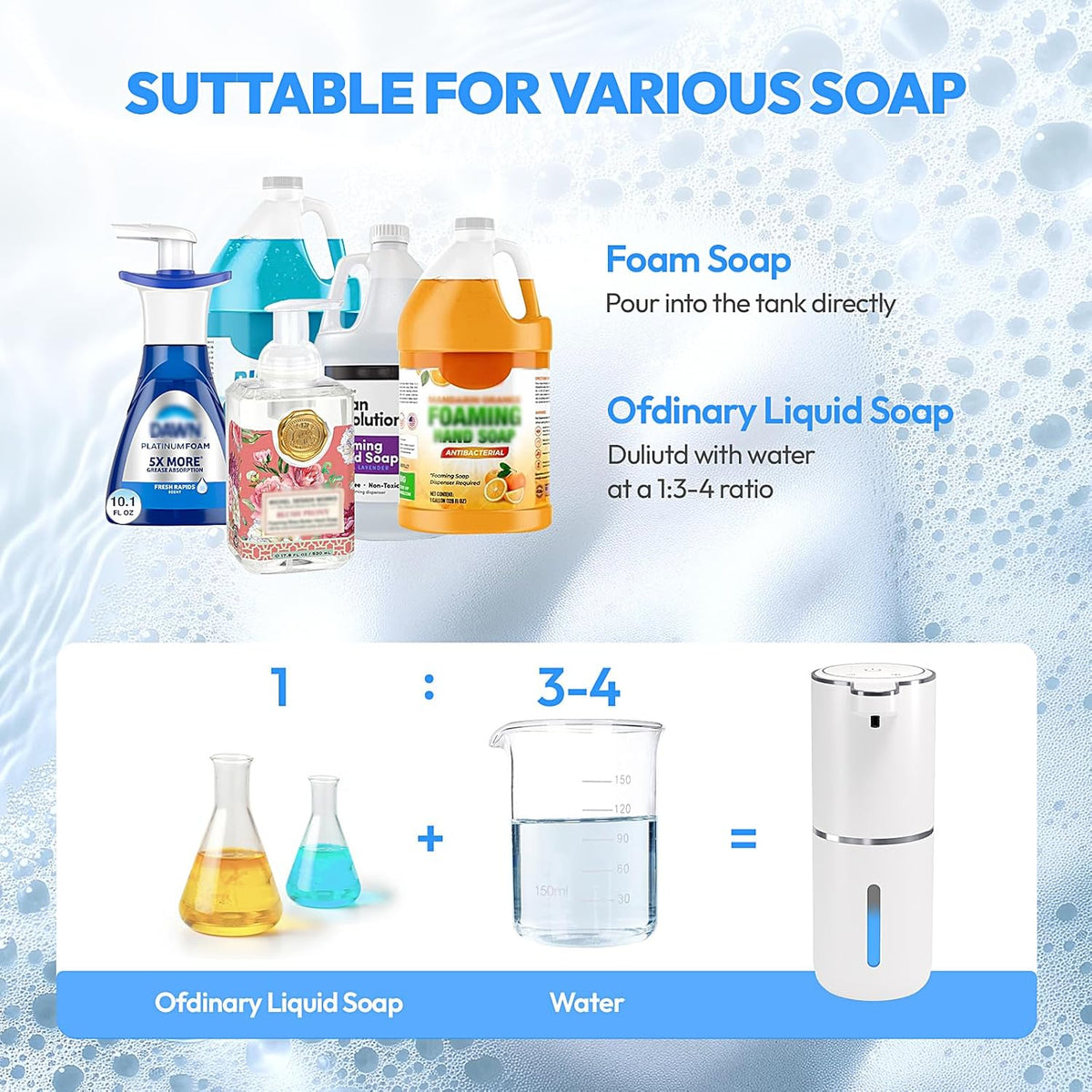 Automatic Foaming Soap Dispenser,Touchless Foam Soap Dispenser,12.8oz Rechargeabled Wall Mounted