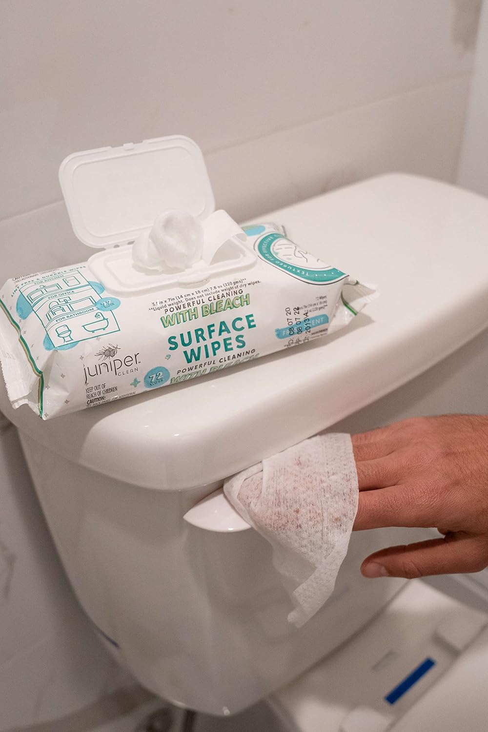 6 Pack Surface Cleaning Wipes with Bleach, All-Purpose Cleaner for Bathroom, Kitchen, Office, 72