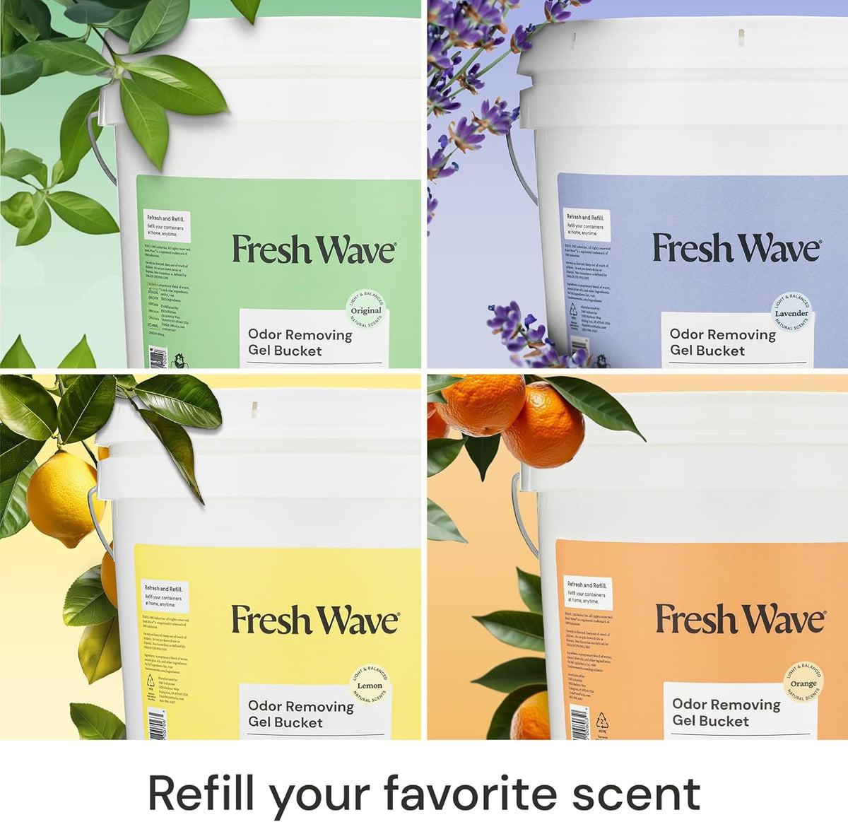 Fresh Wave Odor Removing Gel Bucket, 15.5 lb. (248 oz.) | Lemon Scent Refill | Odor Absorbers for