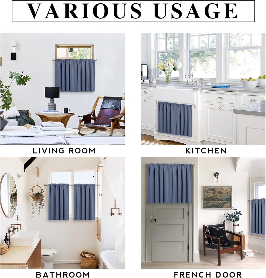 RYB HOME Blackout Curtains for Kitchen, Over Sink Privacy Curtains Window Decor, Thermal Insulating
