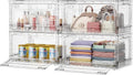 BROVIEW Clear Stackable Storage Bins Drawers, Open Front Large Plastic Storage Bins with Lids