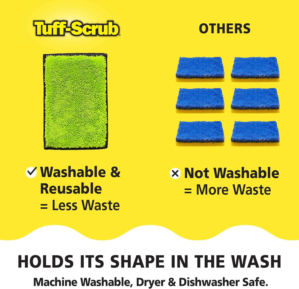 Fresh Tuff-Scrub, Large, 6-Pack Scrub-N-Wipe Sponge Cloth with Silvadur Antimicrobial for Odor