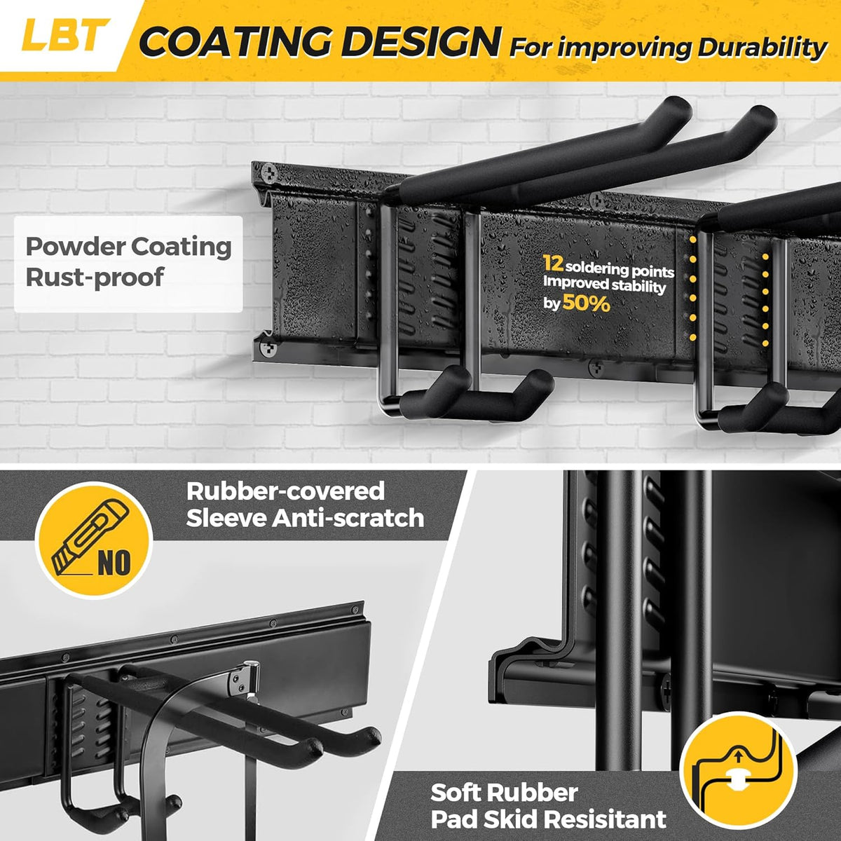 LBT 49.5"Garage Tool Organizer Wall Mount 500lbs Garden Tool Organizer for Garage with Adjustable
