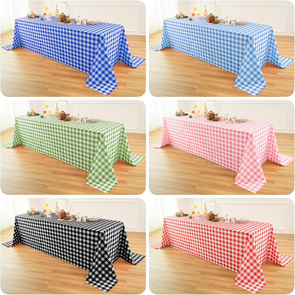 Classic Gingham Buffalo Tablecloth Fabric - Oblong 90x132 Inch Water Proof Checkered Table Cloth
