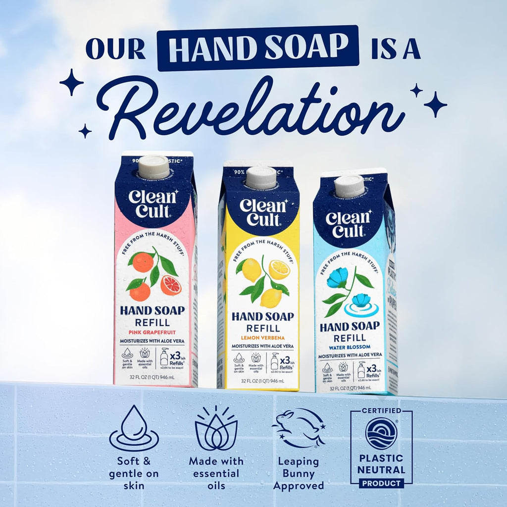 Cleancult Liquid Hand Soap Refill - Water Blossom - Moisturizes Dry & Sensitive Skin - Made with