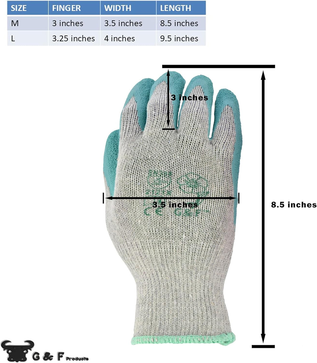 G & F Products G & F Rubber Latex Double Coated Work Gloves for Construction, gardening gloves